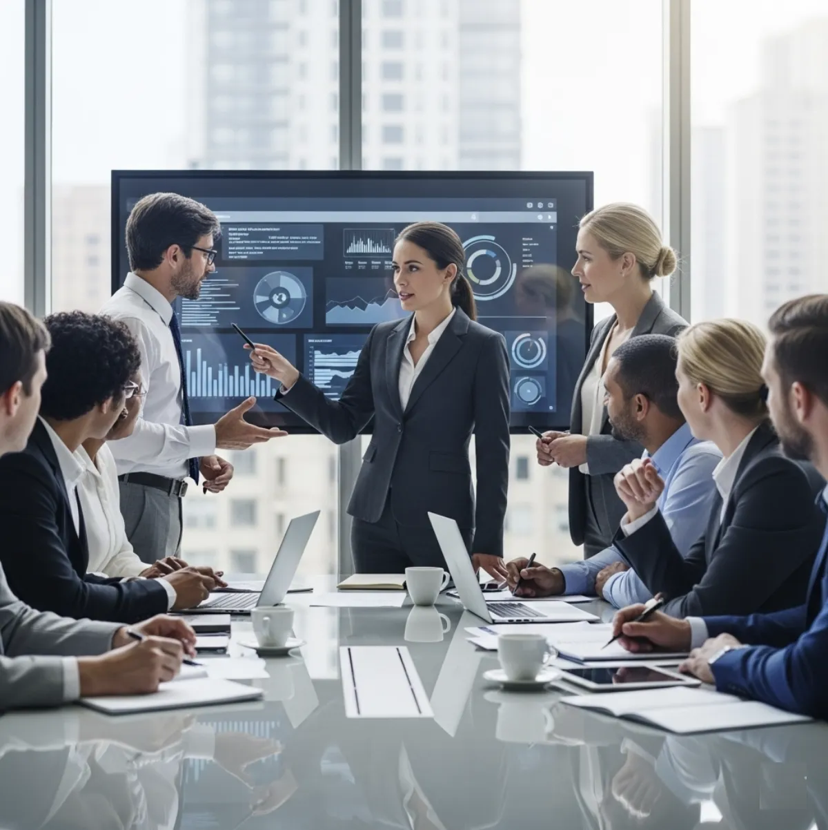 Transuniversal team in a boardroom